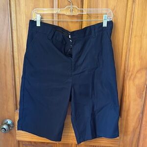 Lands' End Black Flat Front Shorts Tailored Style